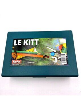 Vintage Le Kitt Dark Teal Blue Plastic Pencil Case Box Berol Canada 1990s Read